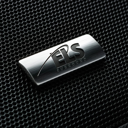 Gros plan du badge ELS sur le haut-parleur de la Honda NSX.