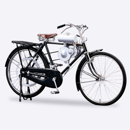 Vue de profil de la bicyclette Honda Type A avec générateur converti.