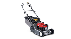 Tondeuse à gazon Honda, trois quarts face, tournée vers la droite.