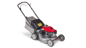 Tondeuse à gazon Honda, trois quarts face, tournée vers la droite.