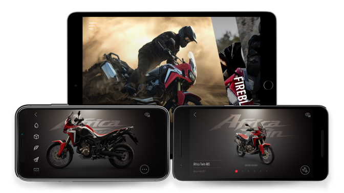 Trois captures d’écran de l’application Africa Twin.