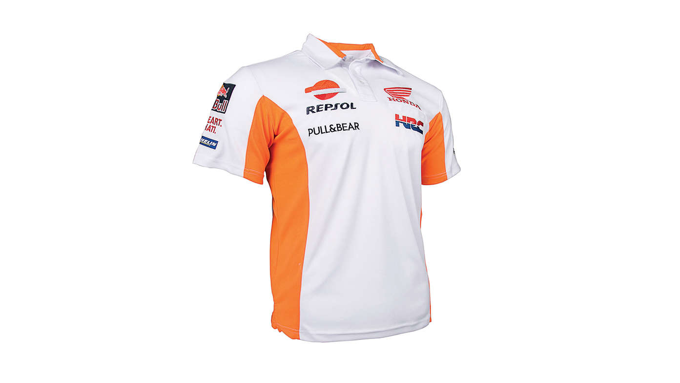 Couleurs blanches de l’équipe Honda MotoGP avec logo Repsol.