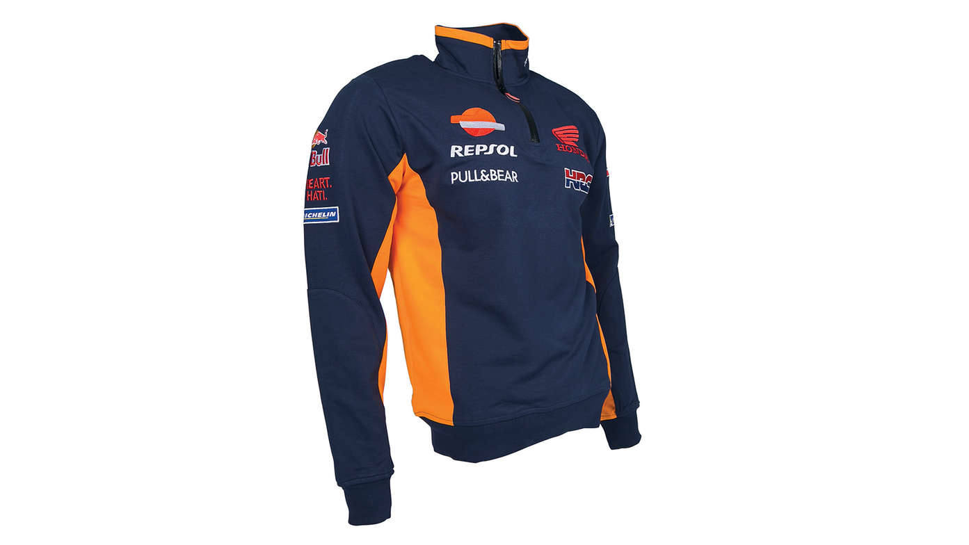 Sweat Honda bleu aux couleurs de l’équipe MotoGP et logo Repsol.