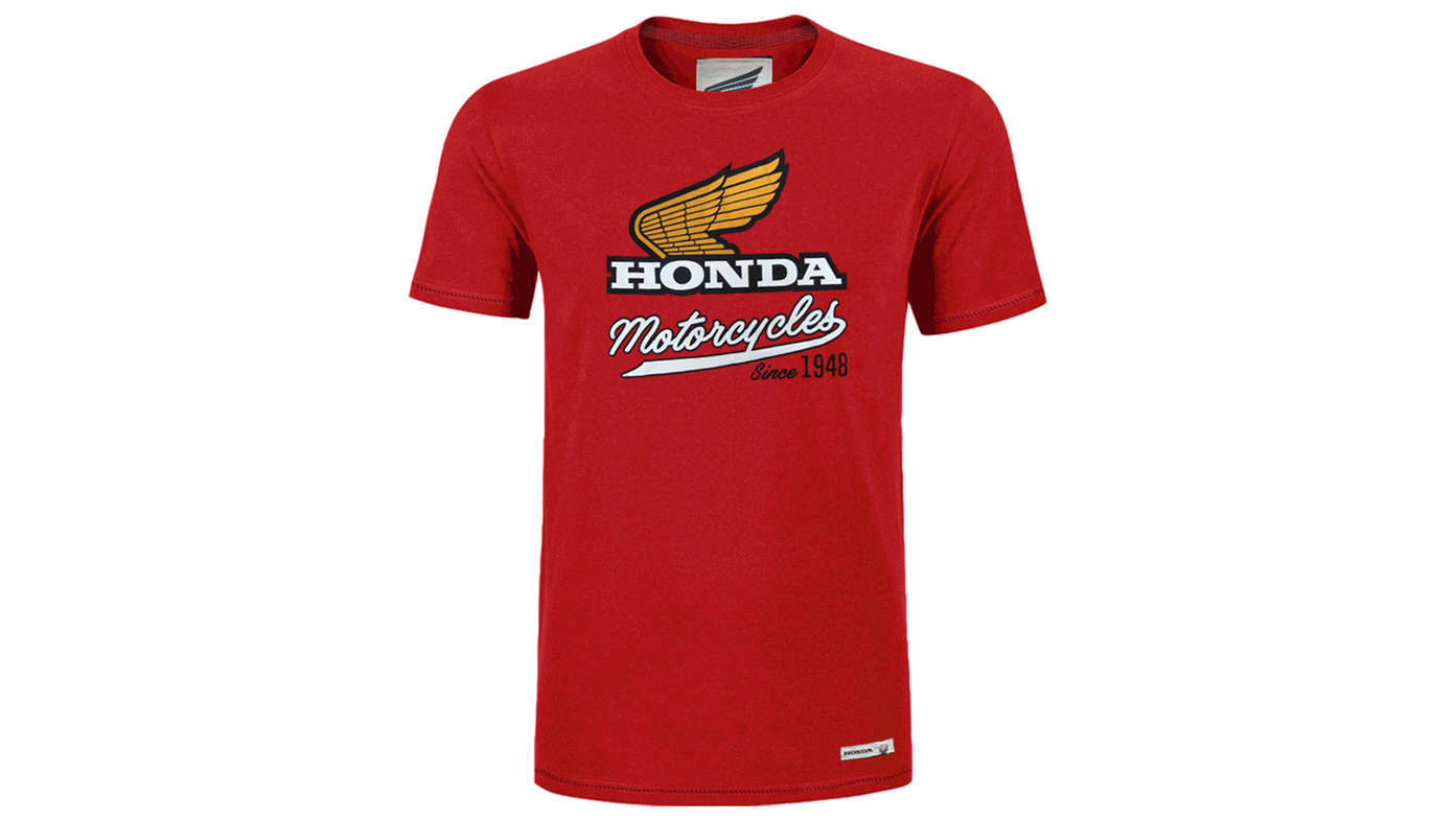 T-shirt vintage Honda rouge. 