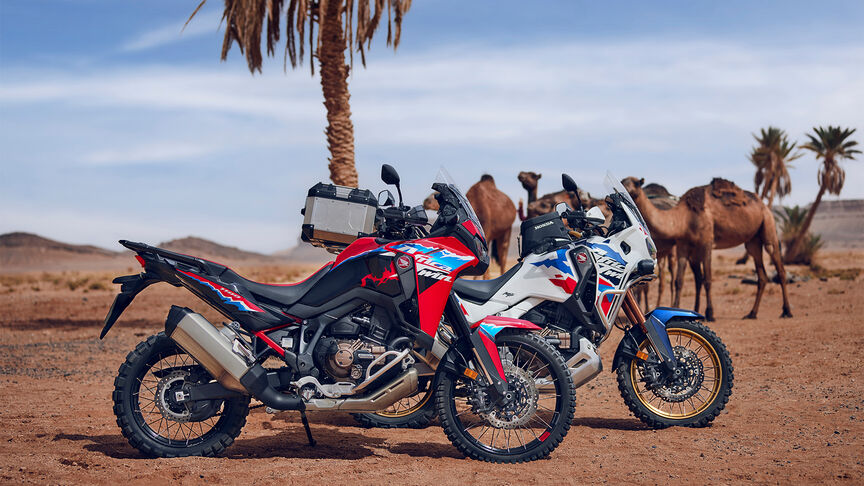 Paysage du Maroc entre passionnés de la moto sur la Honda Adventure Road.