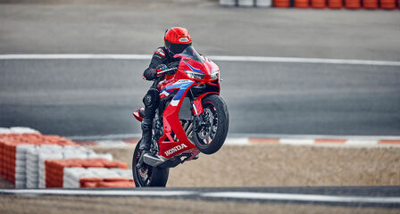 Honda CBR650R in corner on racetrack