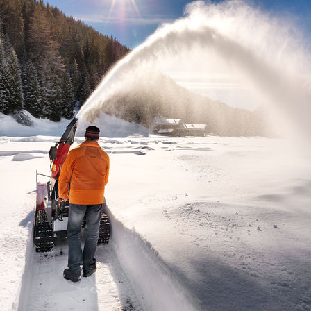 Fraise à neige Honda, utilisée par un démonstrateur, dans un lieu enneigé.