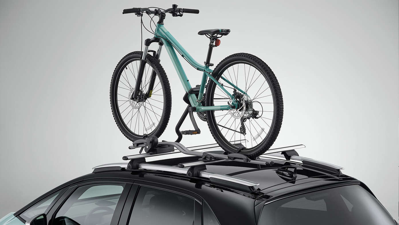 Gros plan sur le porte-vélos de la Honda Jazz Hybrid