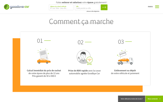 capture d'écran Goodbye car - enlever et valoriser votre épave gratuitement